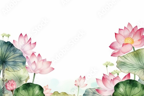 watercolor lotus flowers background photo