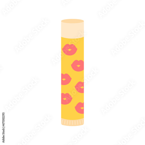 Chapstick from 90s. Y2k hygienic lipstick. Cute accessory for girls. Flat cartoon vector illustration isolated on a white background.