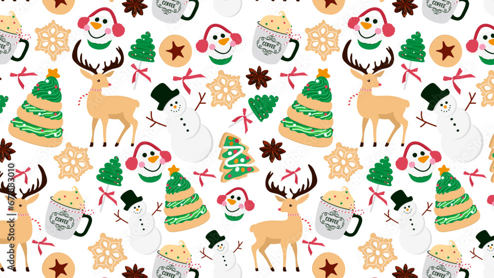 Christmas or New Year seamless pattern. Gift wrap or fabric print