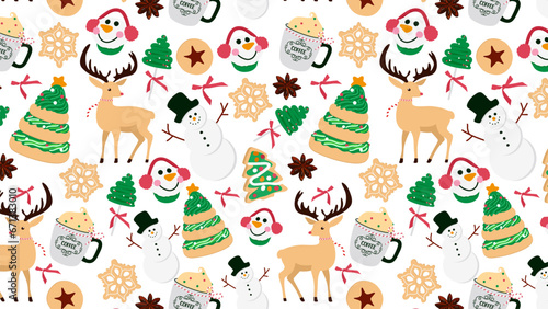 Fototapeta Naklejka Na Ścianę i Meble -  Christmas or New Year seamless pattern. Gift wrap or fabric print