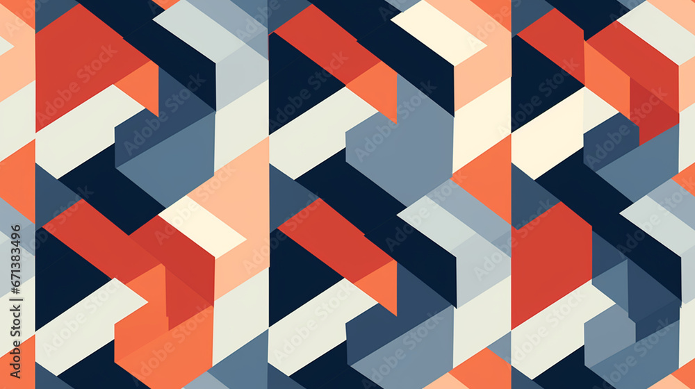 Red white blue Geometric Tessellation seamless pattern