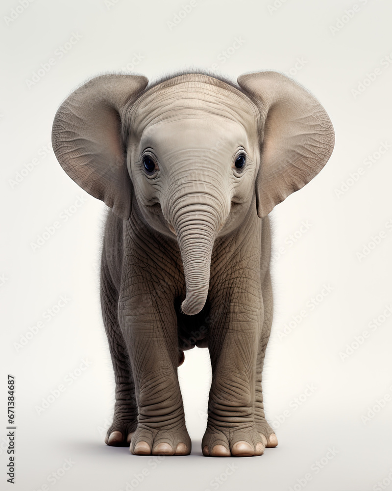 Fototapeta premium A cute little elephant on an isolated clean background