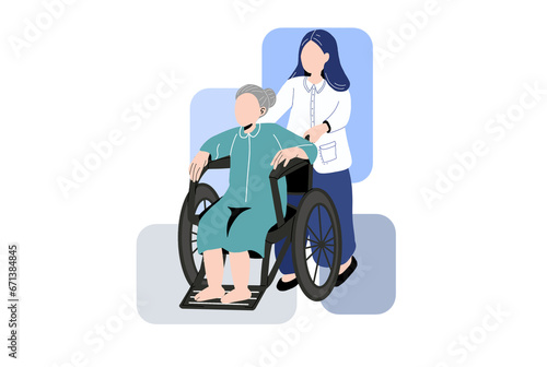 Wheelchair bound patient and nurse