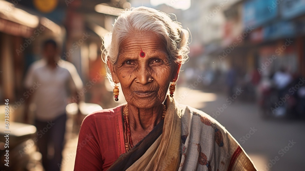 Portrait of an old Indian woman