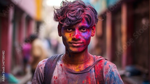 Indian man, Holi festival, Phagwah, Bhojpuri, multi-colored powder , festival of colors