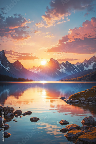lake sunrise mountain © Rizki Ahmad Fauzi