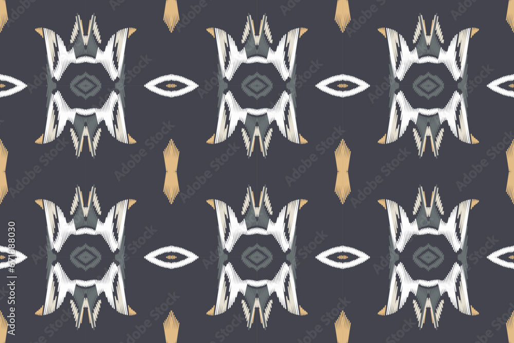 Obraz premium Ikat Damask Embroidery Background. Ikat Designs Geometric Ethnic Oriental Pattern traditional.aztec Style Abstract Vector illustration.design for Texture,fabric,clothing,wrapping,sarong.
