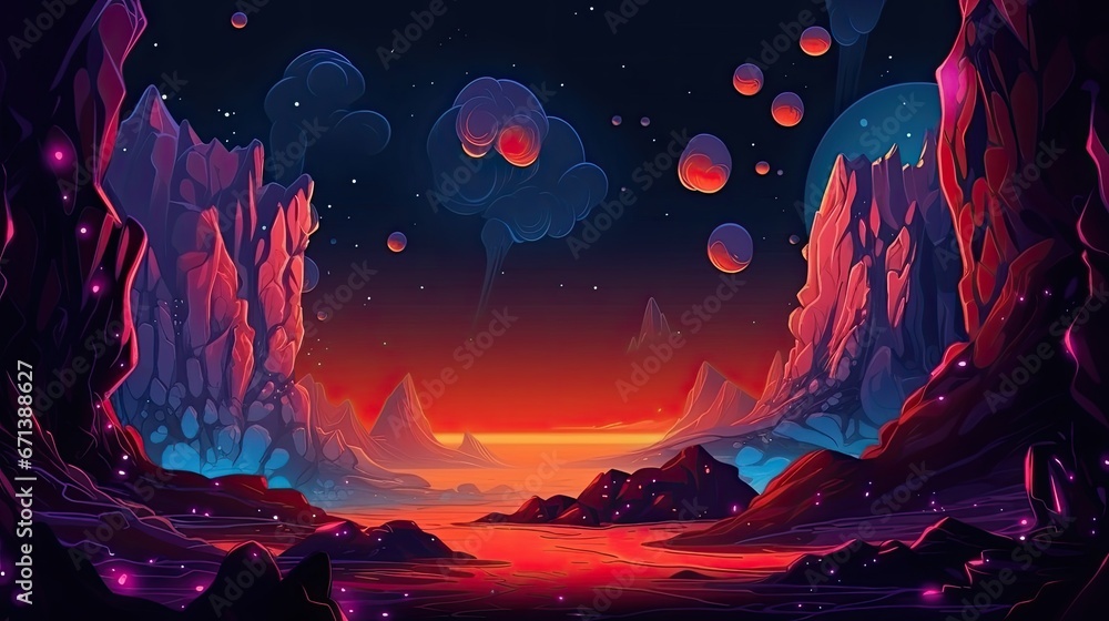 Fantasy landscape with mountains and clouds Fantasy landscape with mountains and clouds