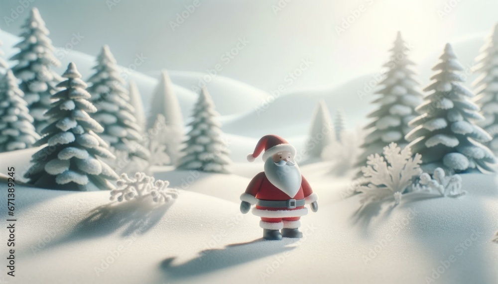 Fototapeta premium Peaceful Winter Background with Simplified Santa Element, Christmas Background