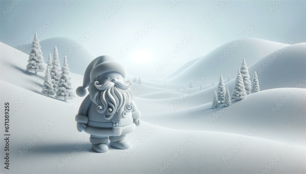 Tranquil Christmas Environment with Minimalistic Santa Claus, Christmas Background - obrazy, fototapety, plakaty 