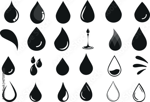 drops of water, water droplets Vector Illustration, Perfect for Graphic Design, Web Design, Print Design. Various Shapes and Sizes of Droplets. Abstract, Minimalist icon for Logos, Patterns, Textures