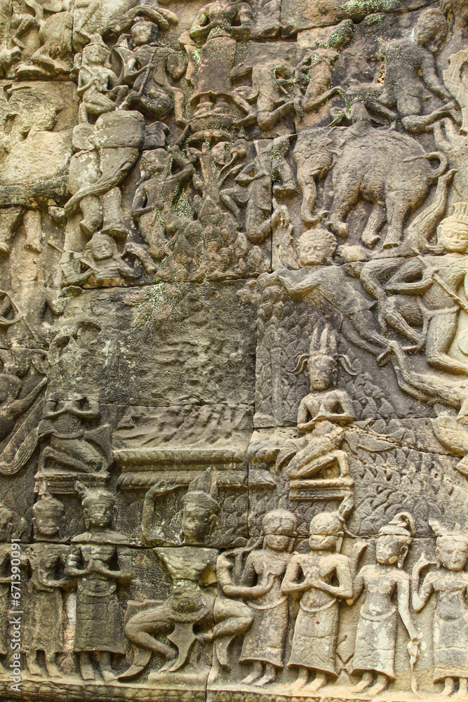 The statues outside of the Ta Prohm Angkor Wat Cambodia.