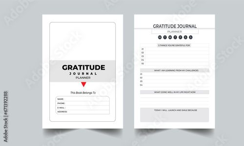 Gratitude journal template. Self-Care Scheduler. Template for a mindfulness journal.  5 Minute Gratitude journal every day with cover page design template