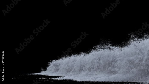 Powerful tsunami wave. Slow motion of a big sea or ocean surf wave crashing background footage, motion graphics, overlay 4K drag-and-drop editing software blending modes