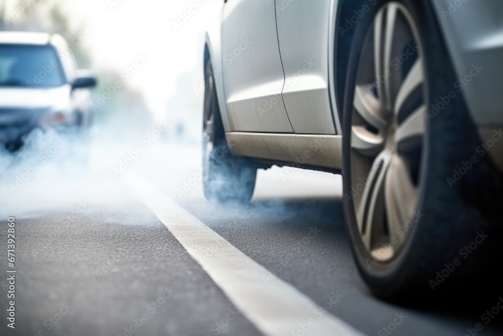 car exhaust pipe producing dense smog