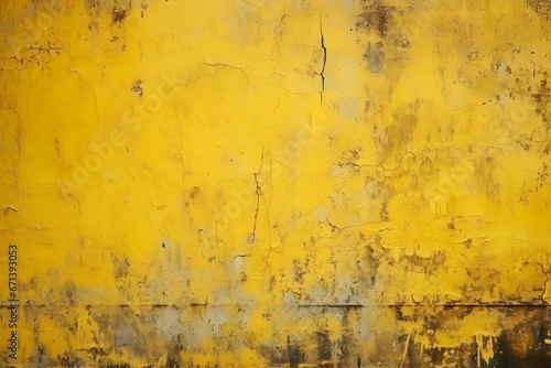 Yellow dirty old concrete grunge style wall background