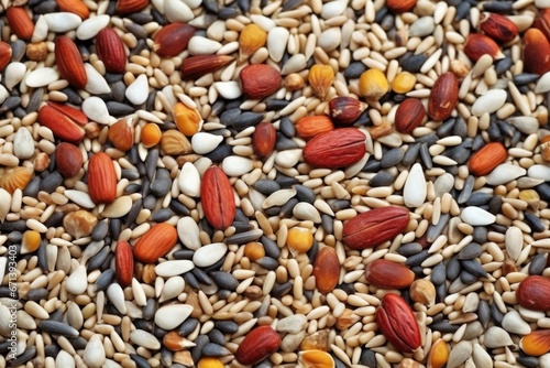 macro shot of mixed bird seeds