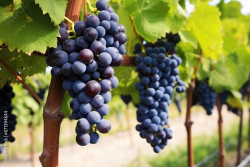 bunches of grapes on vine