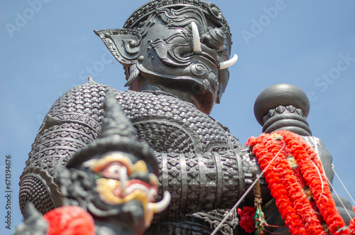 Thao Wessuwan or Vasavana giant statue at Bang Chak Temple, Nonthaburi Province