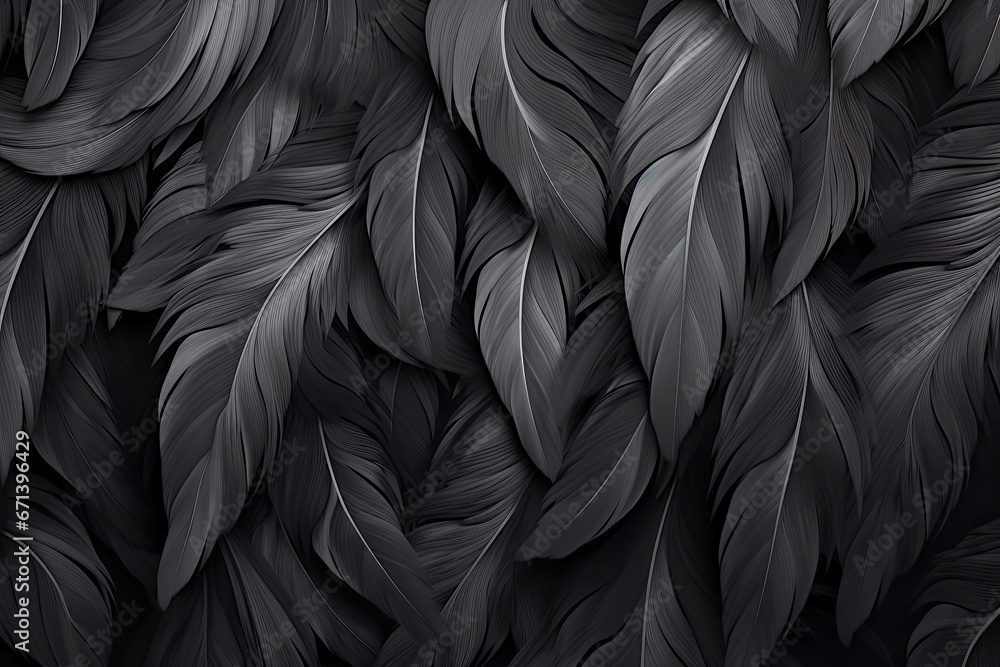 Black Feather Illusion: Abstract Background with Soft Feather Textures