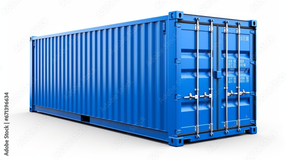 Blue cargo container isolated on white background Blue cargo container isolated on white background