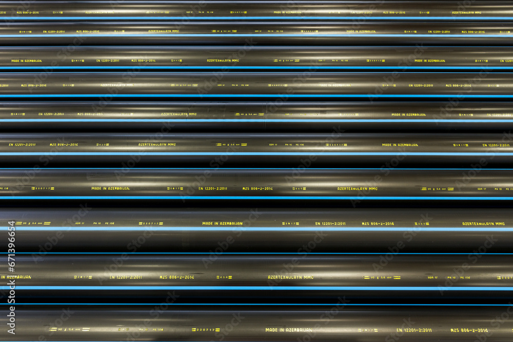 PE pipe plant, Industrial PE pipeline for gas and water. HDPE pipe