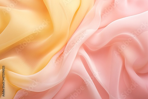 Chiffon Charm: Soft Pink and Yellow Fabric