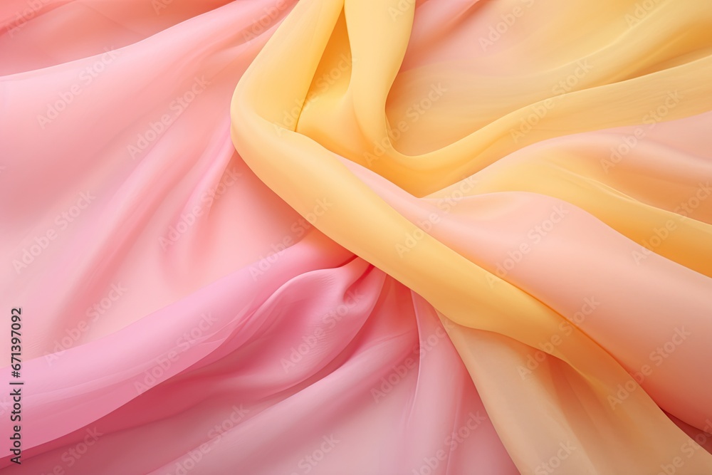 Fototapeta premium Classic Chiffon: Softly Tinted Pink and Yellow Fabric Background for Delicate Images