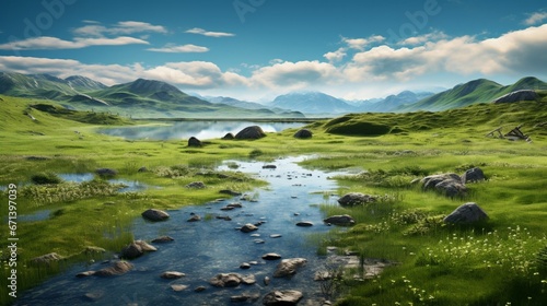 landscape with lake generated by AI