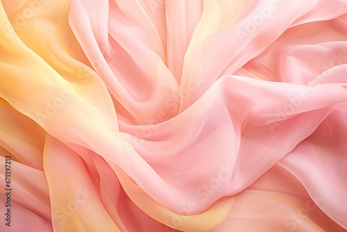 Crystalline Chiffon: Pink and Yellow Delicate Fabric for Soft, Dreamy Background