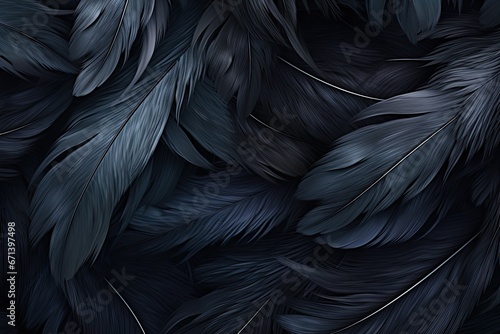 Feathered Shadows: Black Feather Abstract Background with Soft Textures © Michael