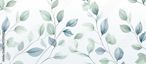 Watercolor pattern of delicate leaves and buds Suitable for scrapbooking packaging or textile Modern floral background in watercolor style