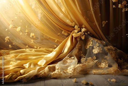 Golden Glimmer  Exquisite Silk Background for a Touch of Luxury