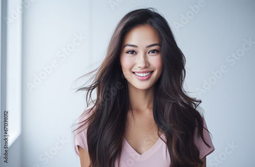 Portrait of a young beautiful Asian woman with long hair