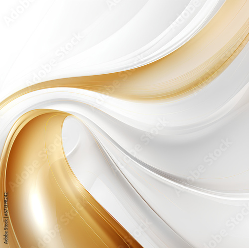 abstract background with white and gold waves (Generative AI)