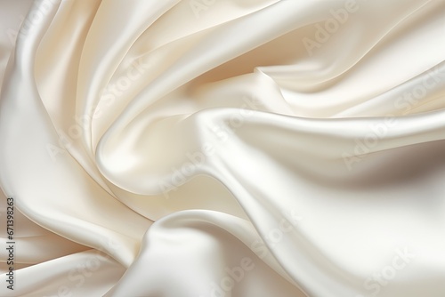 Ivory Intrigue: Close-up of White Satin for Soft Backgrounds