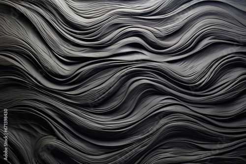 Midnight Sands  Black Sand Beach Texture with Wave-like Patterns