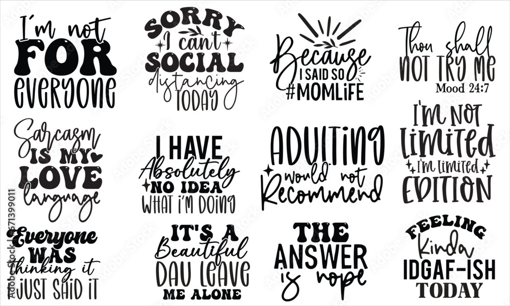 Fototapeta premium Sarcastic Funny quotes SVG bundle