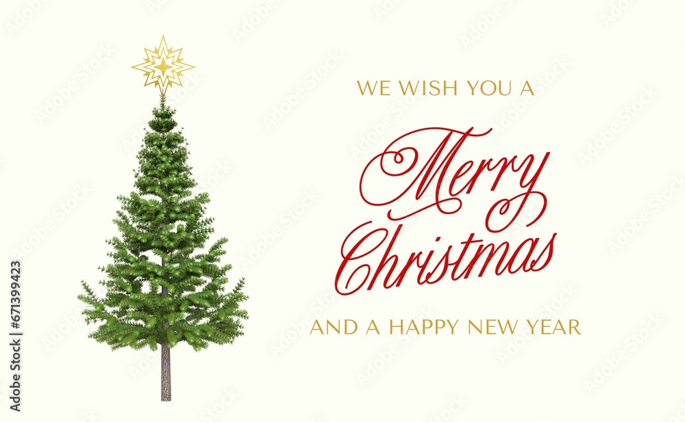 Merry christmas holiday concept, with christmas tree, star, with red green color, simply design