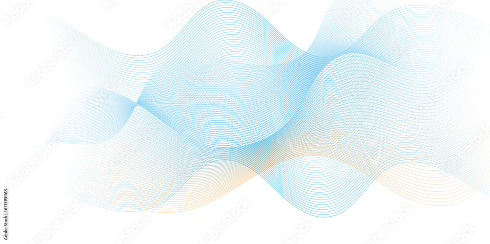 Fototapeta premium Abstract blue wave geometric Technology, data science frequency gradient lines on transparent background. Isolated on white background. blue and white wavy stripes background.