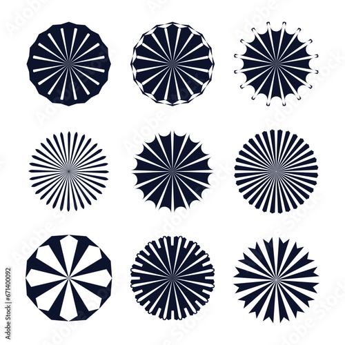 Free vector sun burst radial styles set of nine