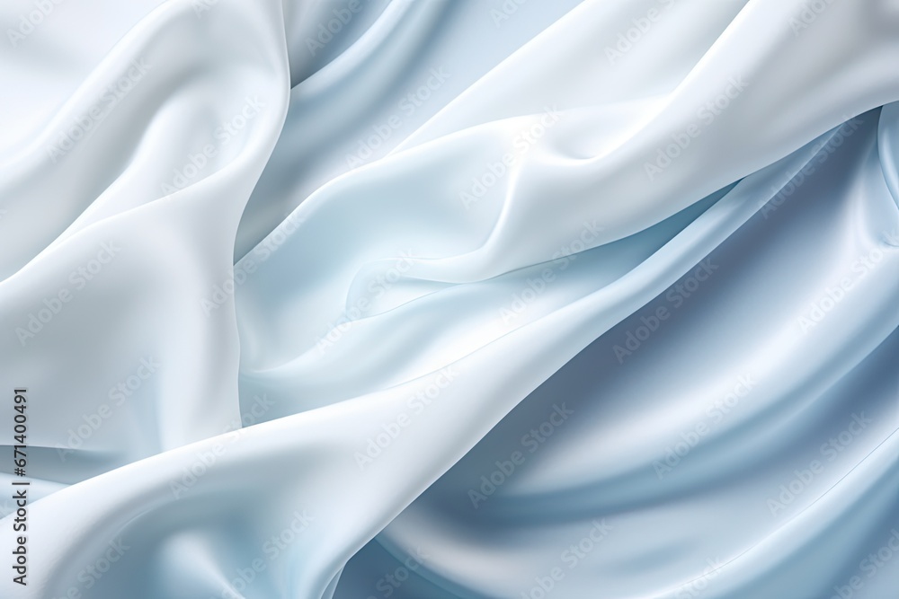 Silken Ocean: Soft Abstract Waves on White Cloth Background