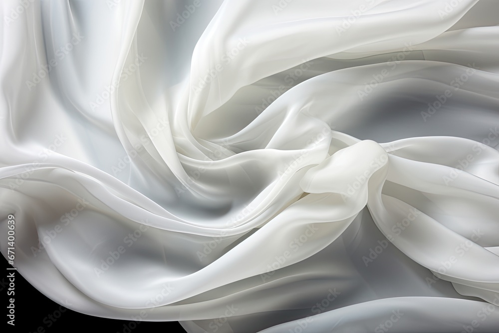Silken Veil: Abstract White Satin Cloth with Wavy Folds Silken Veil: Abstract White Satin Cloth with Wavy Folds