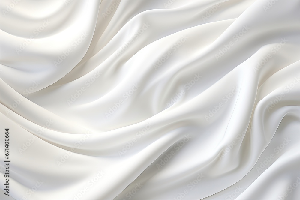 Silky Surf: Soft Abstract Waves on White Cloth Background Silky Surf: Soft Abstract Waves on White Cloth Background