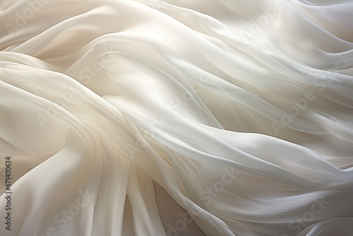 Silken Wind: White Fabric Satin Cloth Waving 