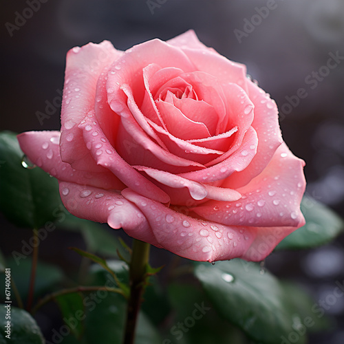 Beautiful pink rose  closeup  ai technology