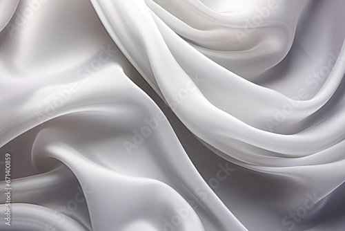 Silver Veil � White Gray Satin Silk Fabric Panorama with Soft Patterns