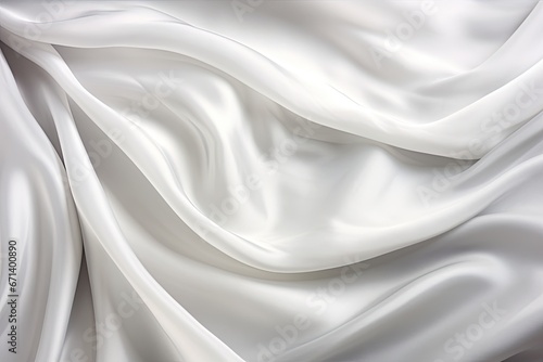 Silver Veil: White Gray Soft Patterns - Silk Fabric Panorama