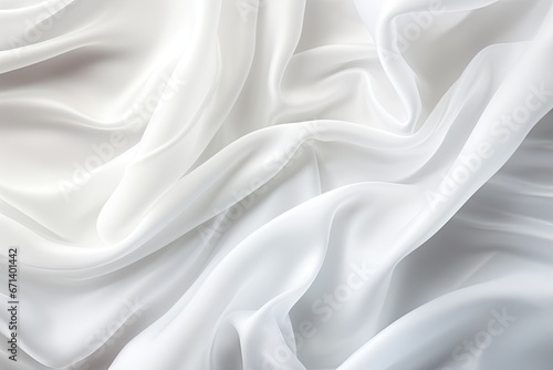 Whispering White Waves: Flowing White Satin - Abstract Background Image © Michael