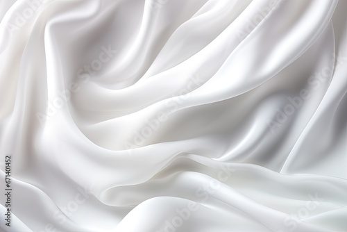 Whispering White Waves: Abstract Background with Flowing White Satin Image